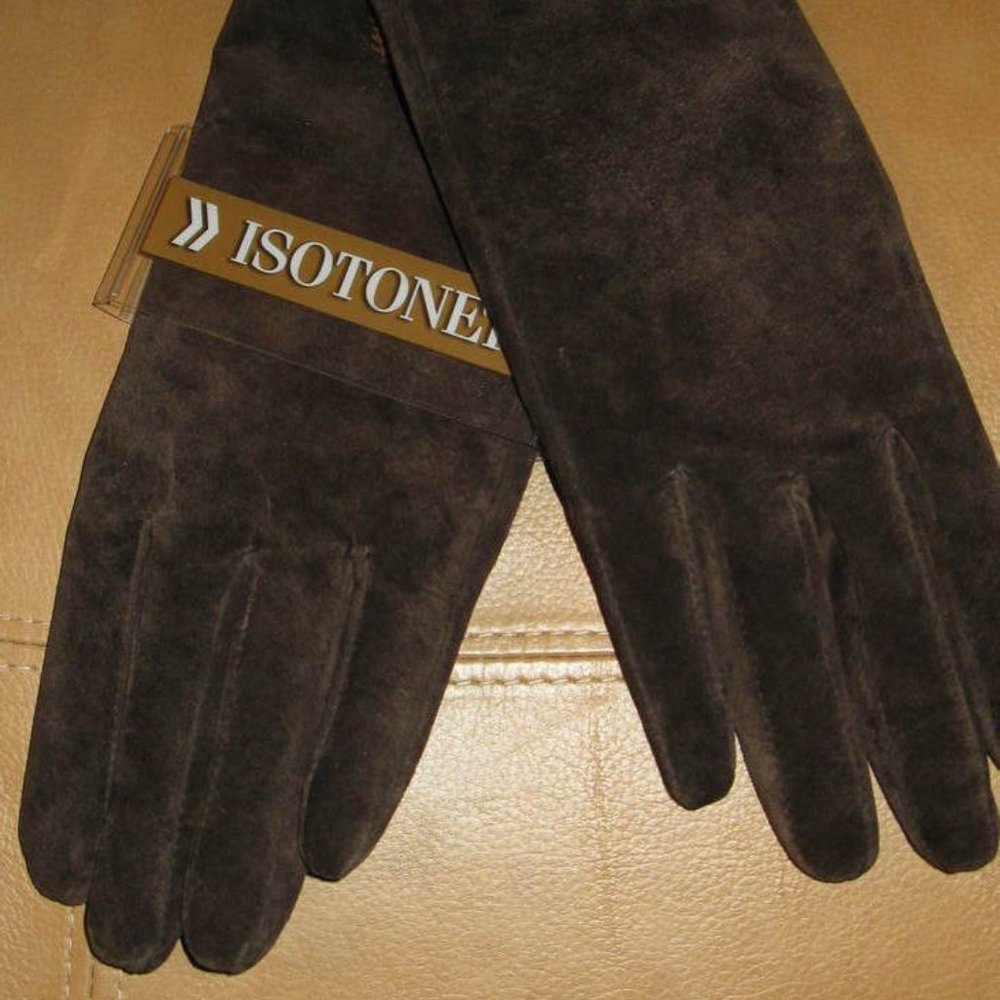 Gloves Women Isotoner Brown Large New